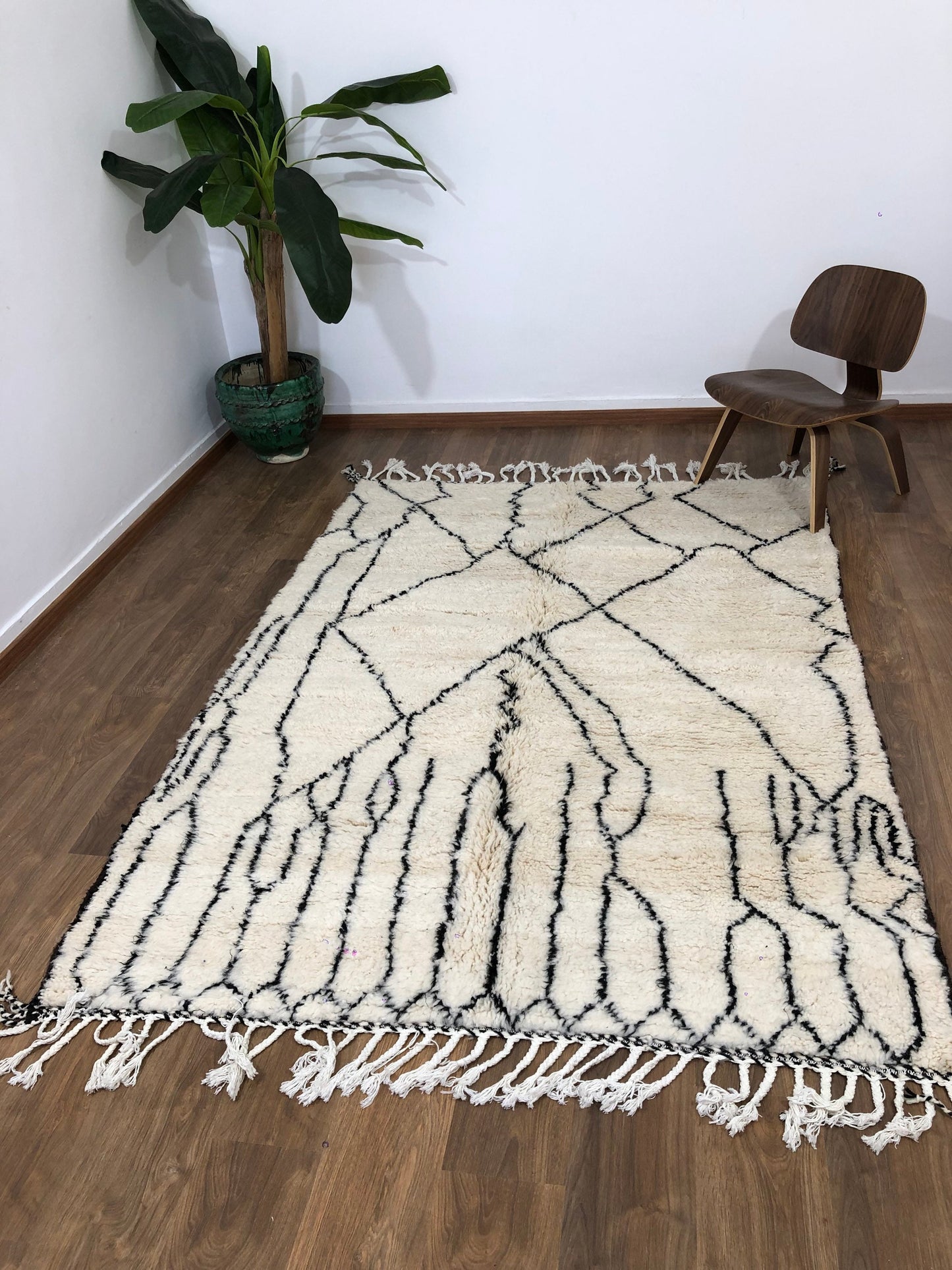 Custom Moroccan Scandinavian Mid-Century Berber Beni Ourain Rug - MarrakeshLoom