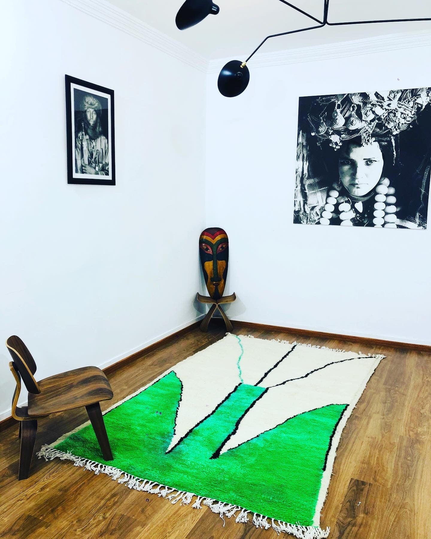 Custom Homemade Mid-Century Scandinavian Beni Ourain Rug