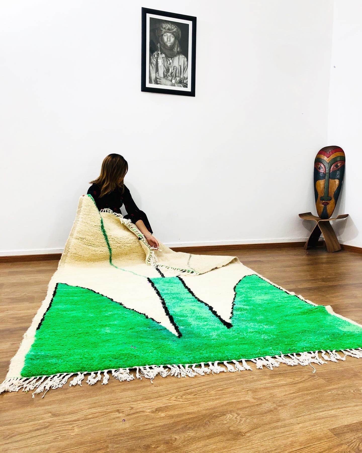 Custom Homemade Mid-Century Scandinavian Beni Ourain Rug
