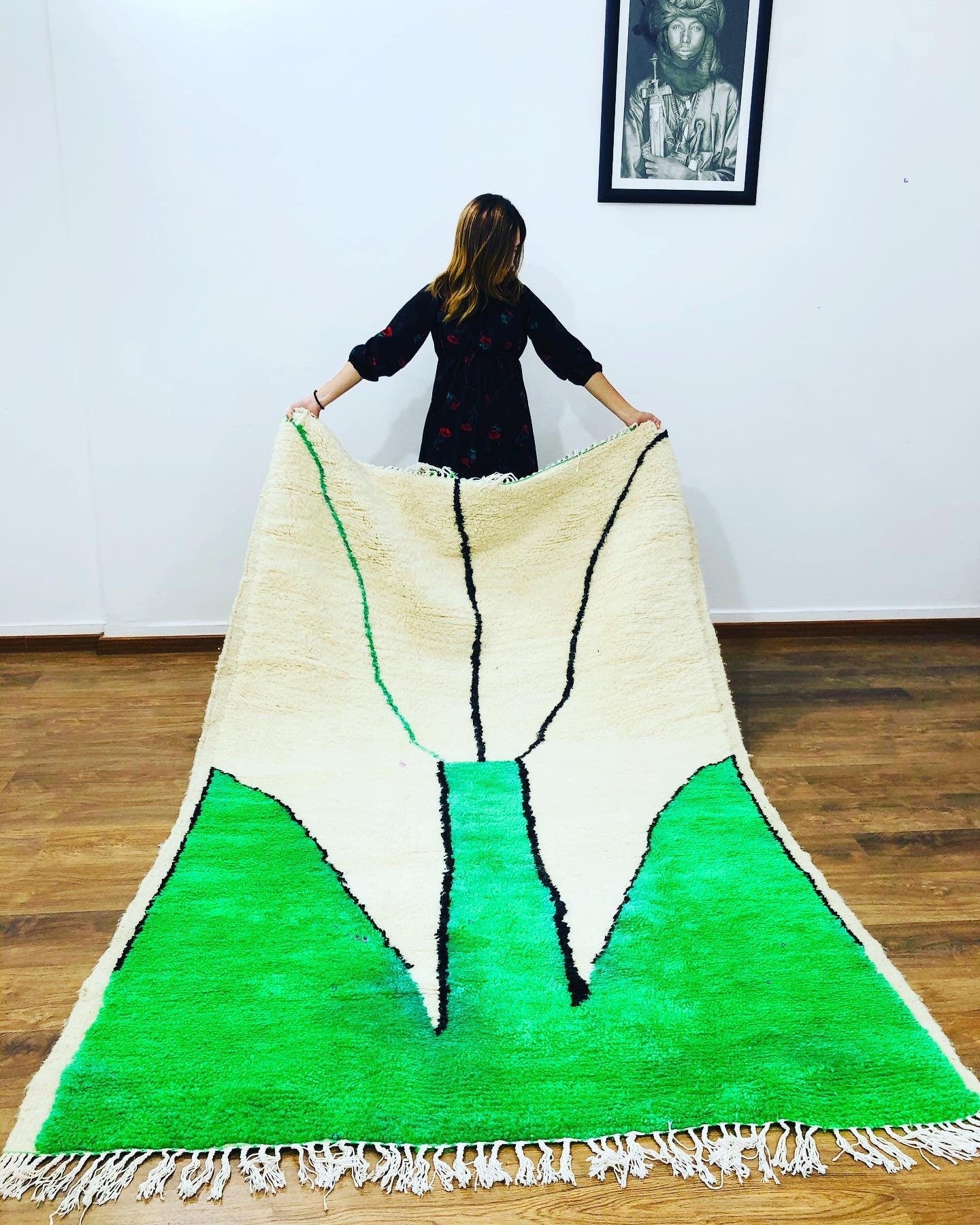 Custom Homemade Mid-Century Scandinavian Beni Ourain Rug