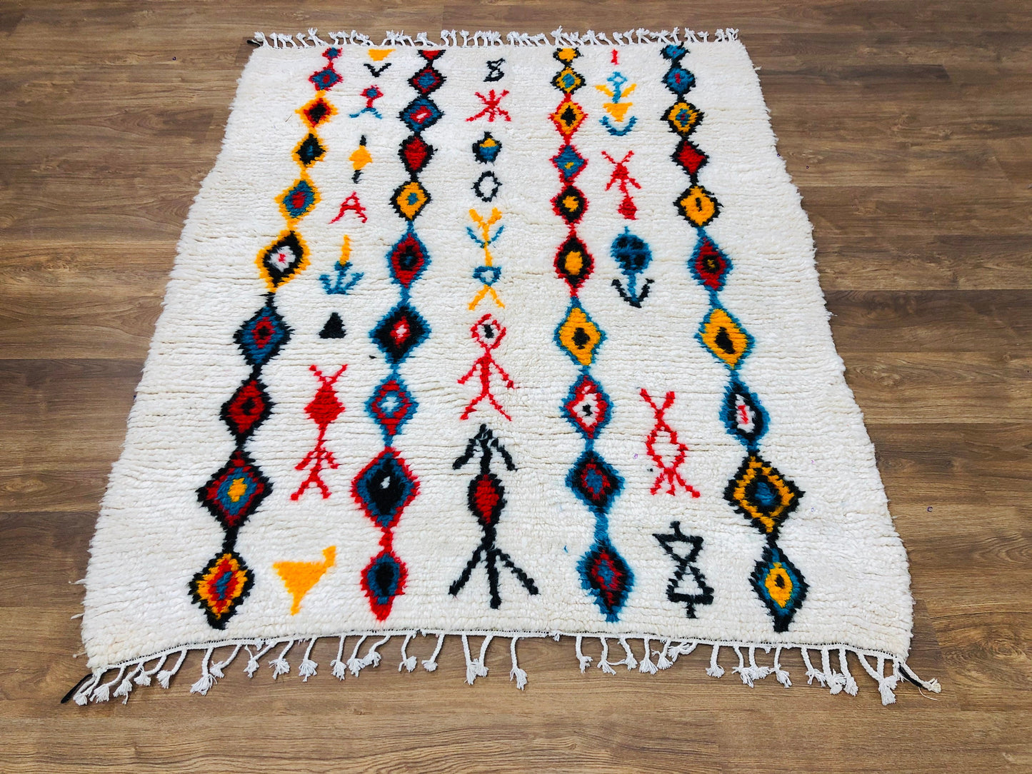 Custom Homemade Mid-Century Scandinavian Abstract Beni Ourain Rug