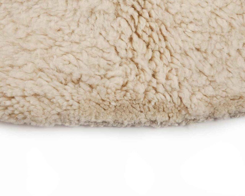 Custom Mid-Century Moroccan White Round Beni Ourain Circle Rug - MarrakeshLoom
