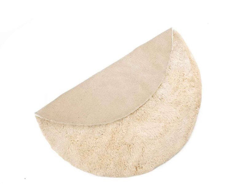 Custom Mid-Century Moroccan White Round Beni Ourain Circle Rug - MarrakeshLoom