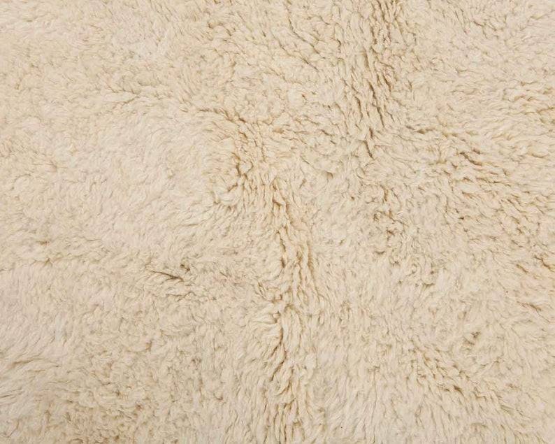 Custom Mid-Century Moroccan White Round Beni Ourain Circle Rug - MarrakeshLoom