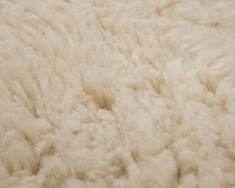Custom Mid-Century Moroccan White Round Beni Ourain Circle Rug - MarrakeshLoom