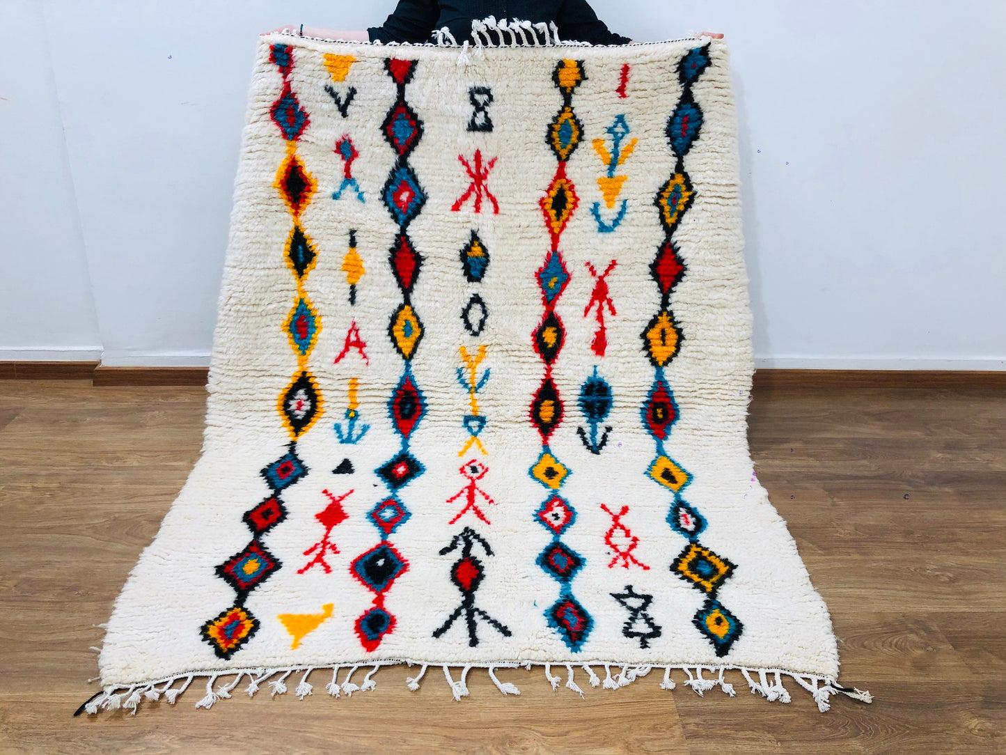 Custom Homemade Mid-Century Scandinavian Abstract Beni Ourain Rug