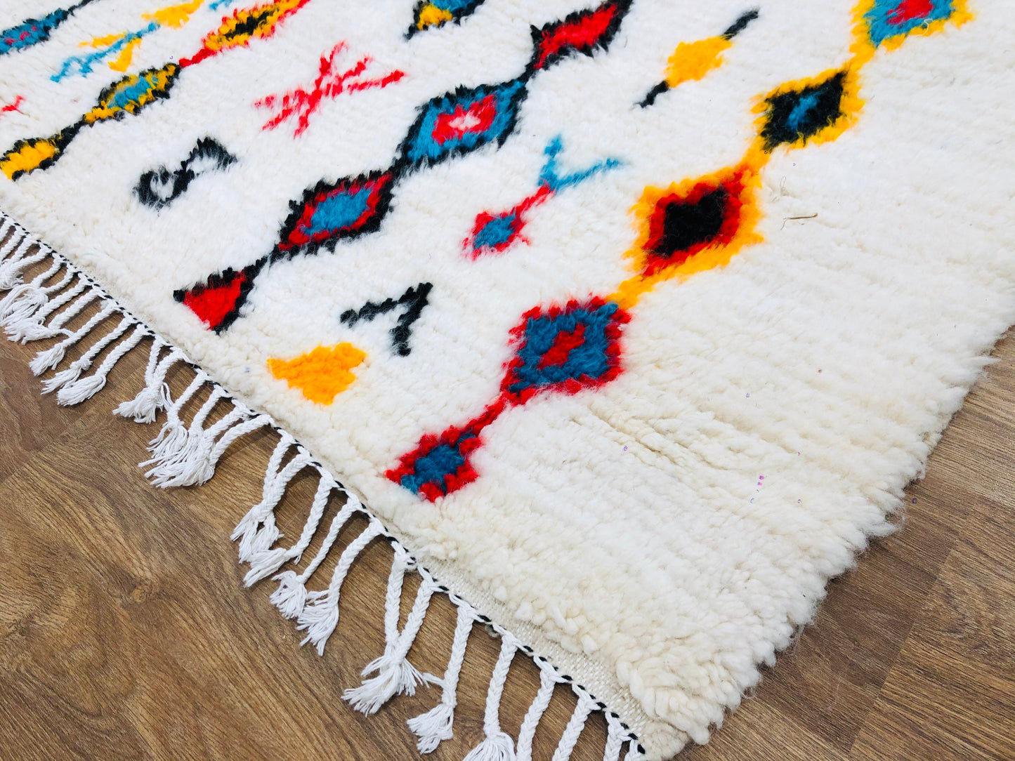 Custom Homemade Mid-Century Scandinavian Abstract Beni Ourain Rug