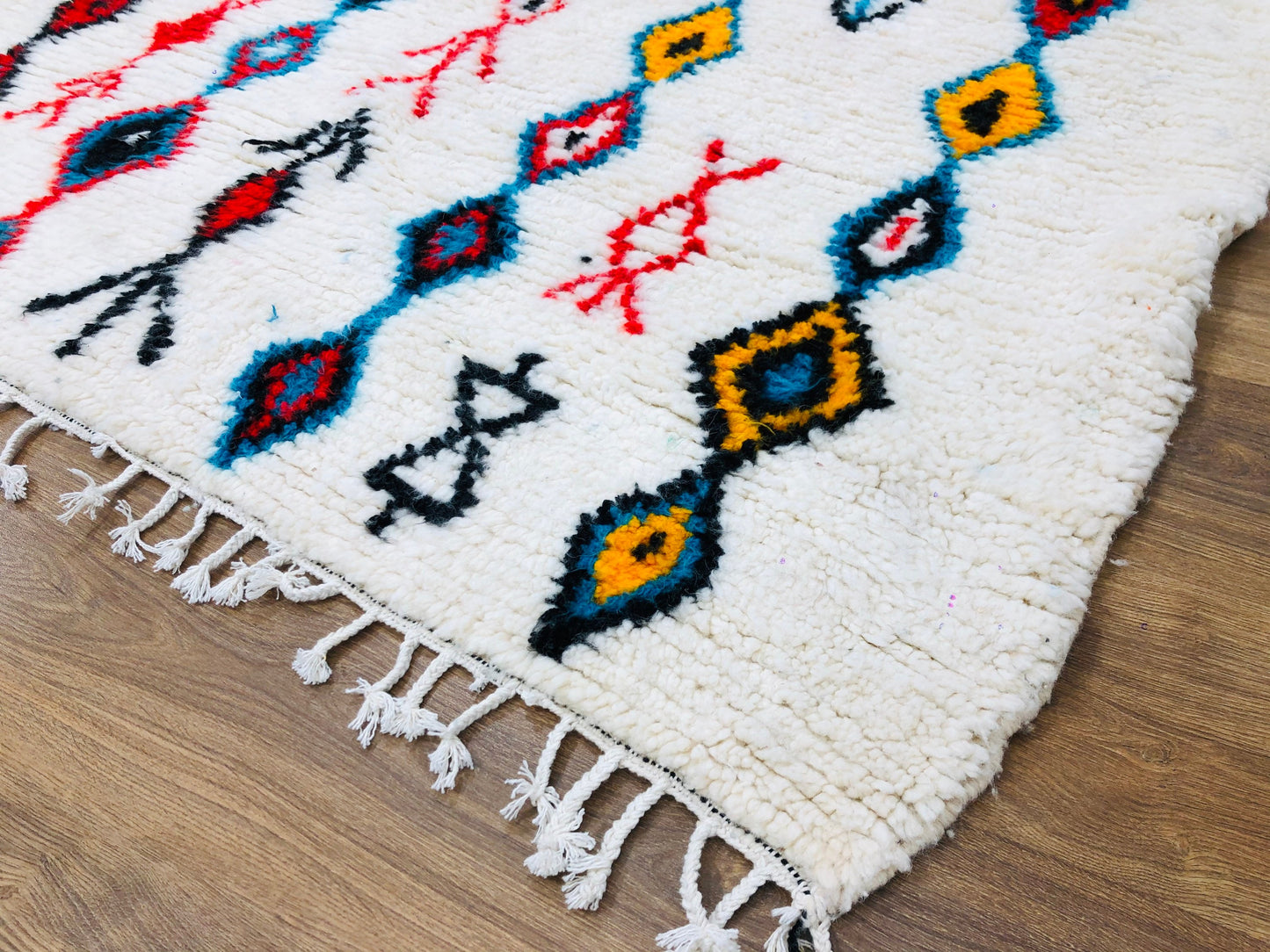 Custom Homemade Mid-Century Scandinavian Abstract Beni Ourain Rug