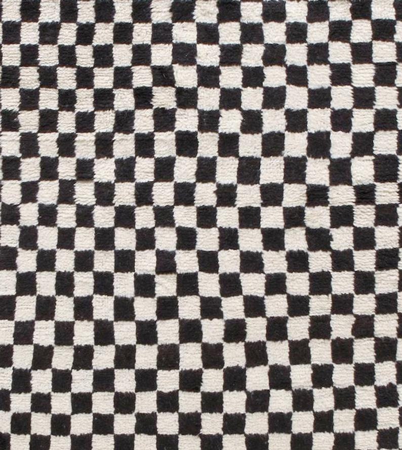 Custom Moroccan Handwoven Checkered Beber Beni Ourain Rug - MarrakeshLoom