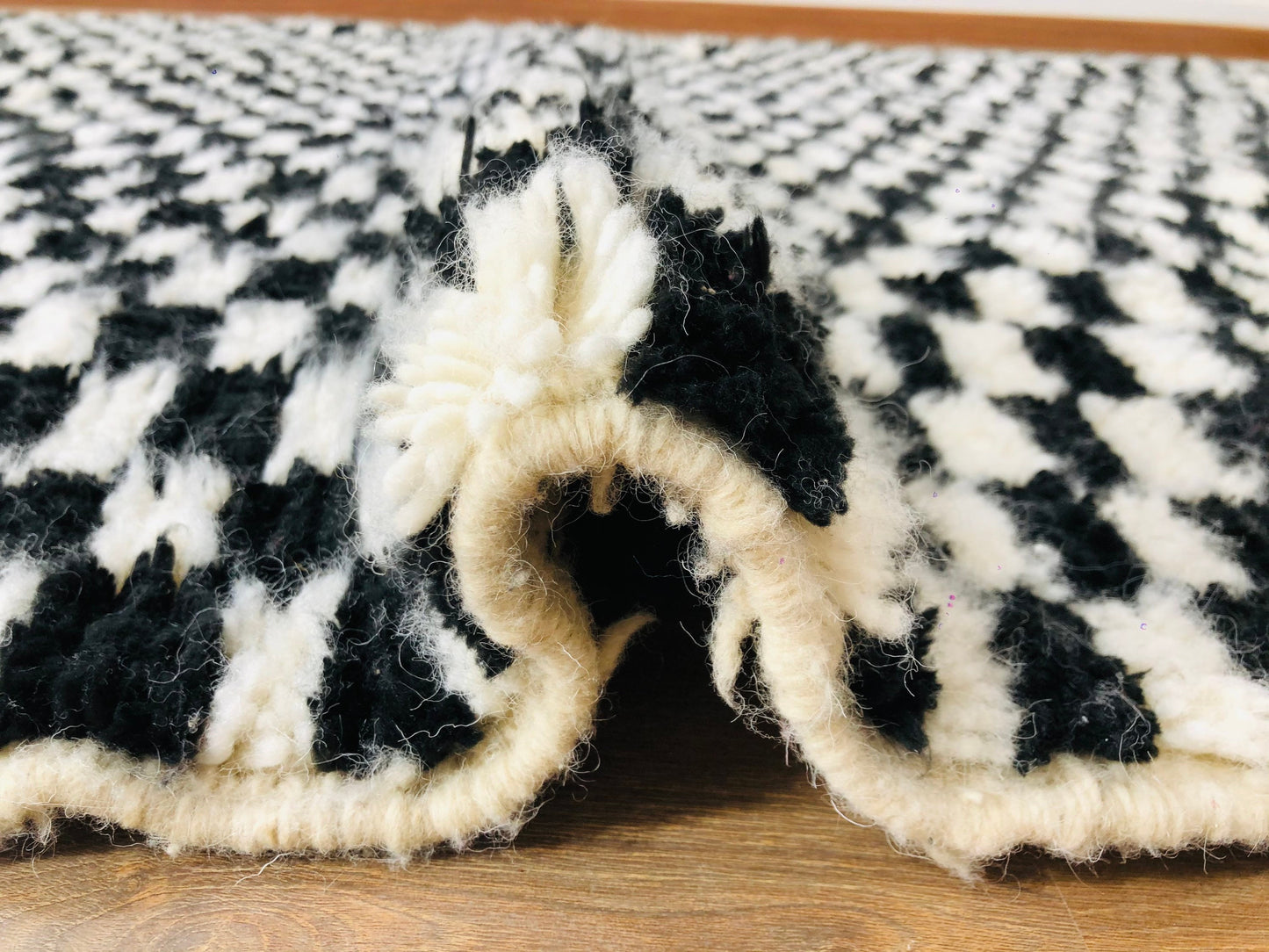 Custom Moroccan Handwoven Checkered Beber Beni Ourain Rug - MarrakeshLoom
