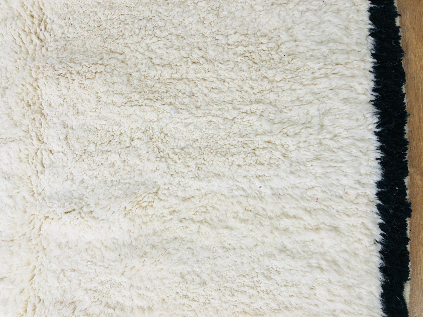 Custom Handmade Moroccan White Cream and Black Wool Beni Ourain Rug - MarrakeshLoom