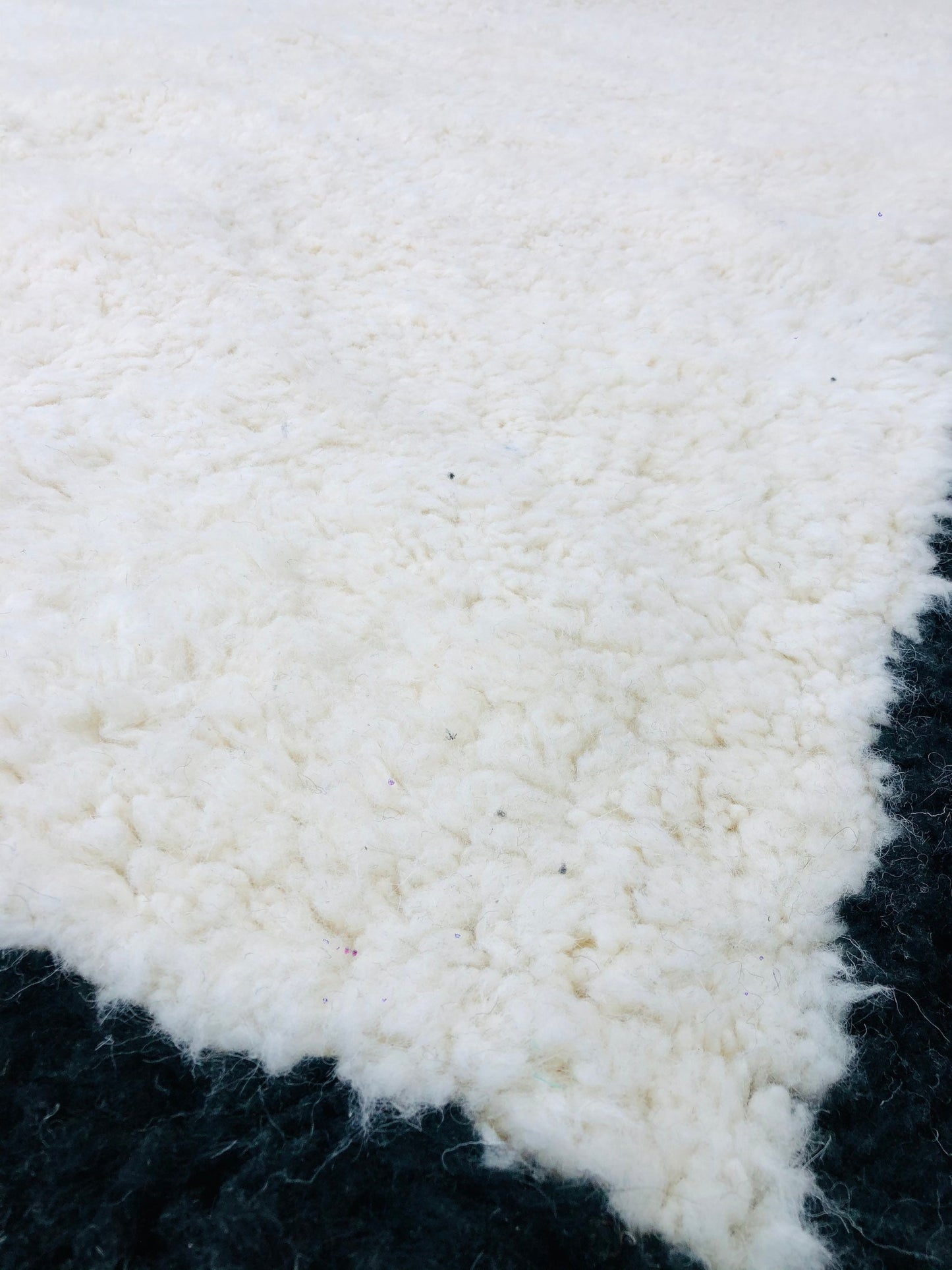 Custom Handmade Moroccan White Cream and Black Wool Beni Ourain Rug - MarrakeshLoom