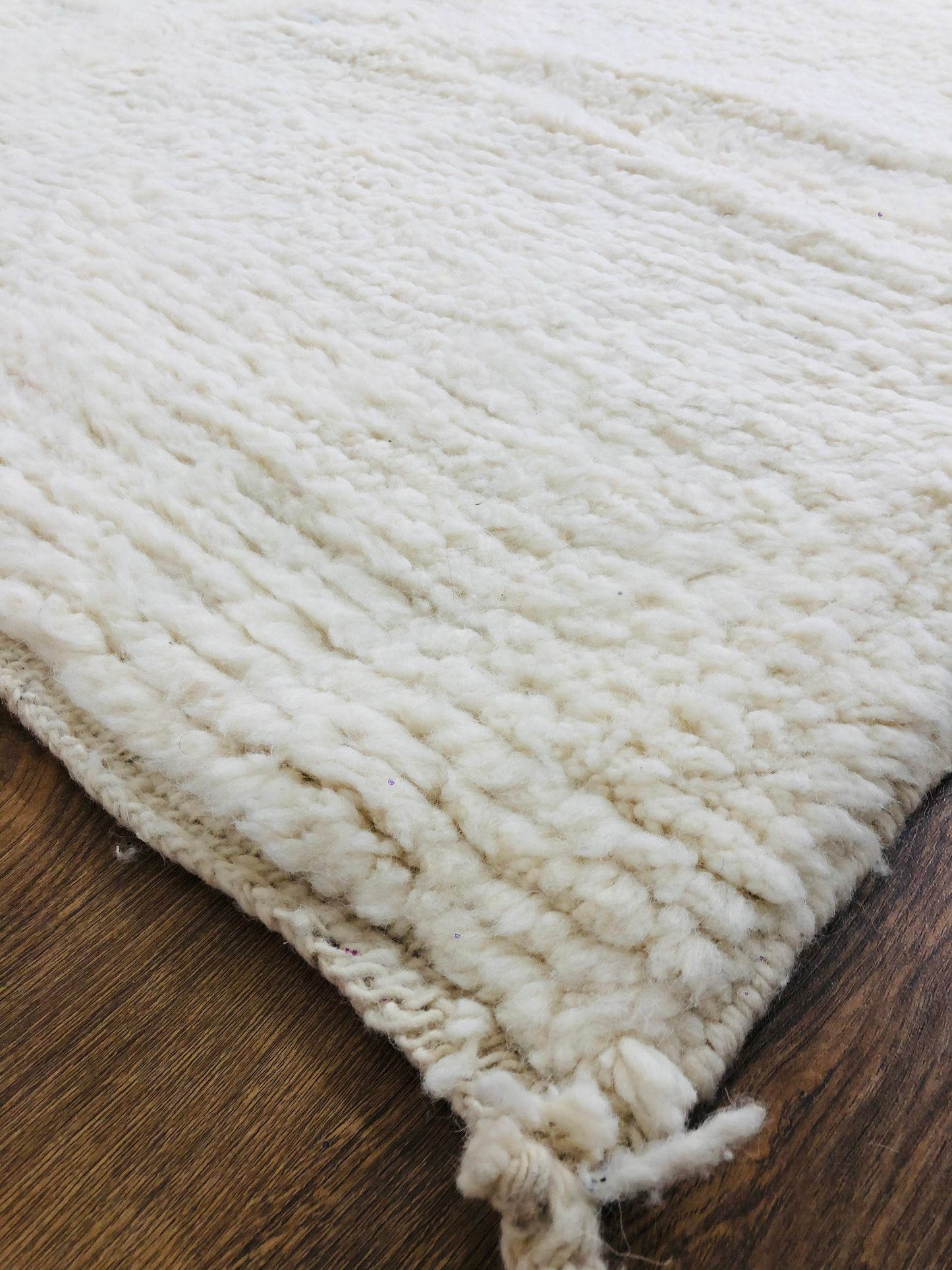 Custom Handmade White Wool Beni Ourain Runner Rug - MarrakeshLoom