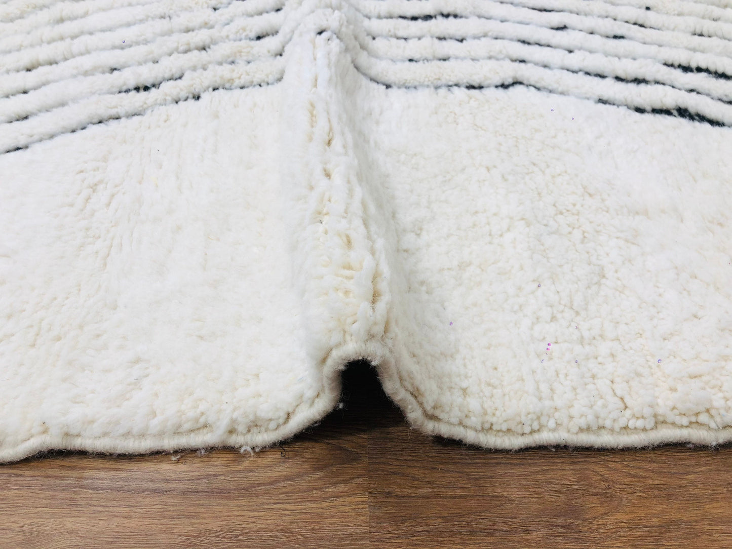 Custom Handmade Moroccan Nordic Scandinavian White & Black Beni Ourain Rug - MarrakeshLoom