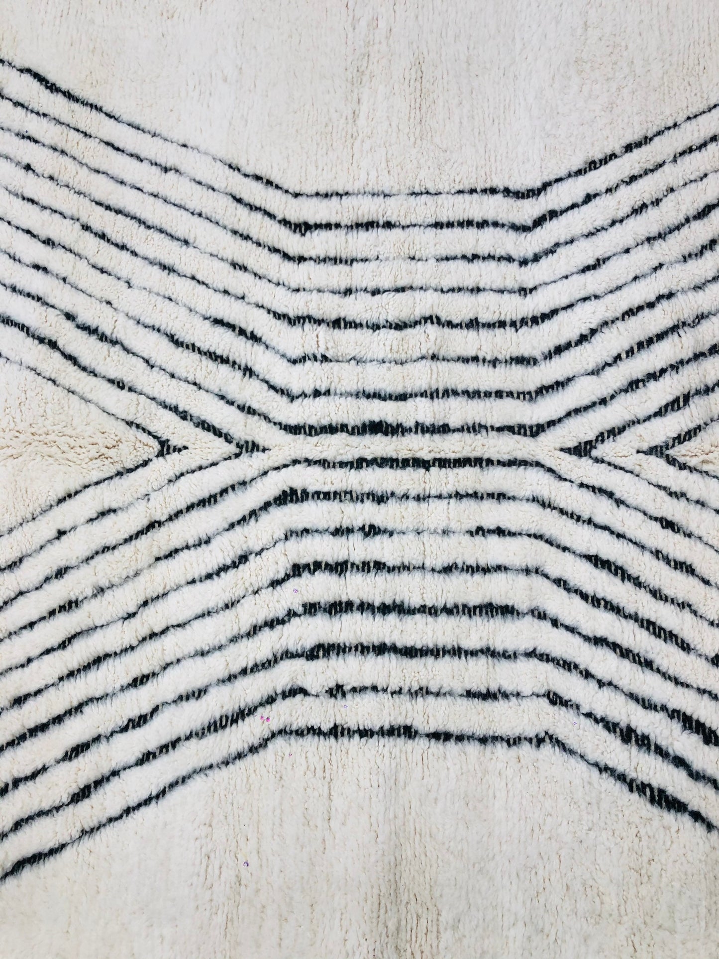 Custom Handmade Moroccan Nordic Scandinavian White & Black Beni Ourain Rug - MarrakeshLoom