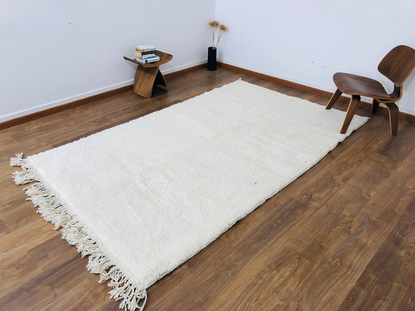 Custom Handmade White Wool Beni Ourain Runner Rug - MarrakeshLoom