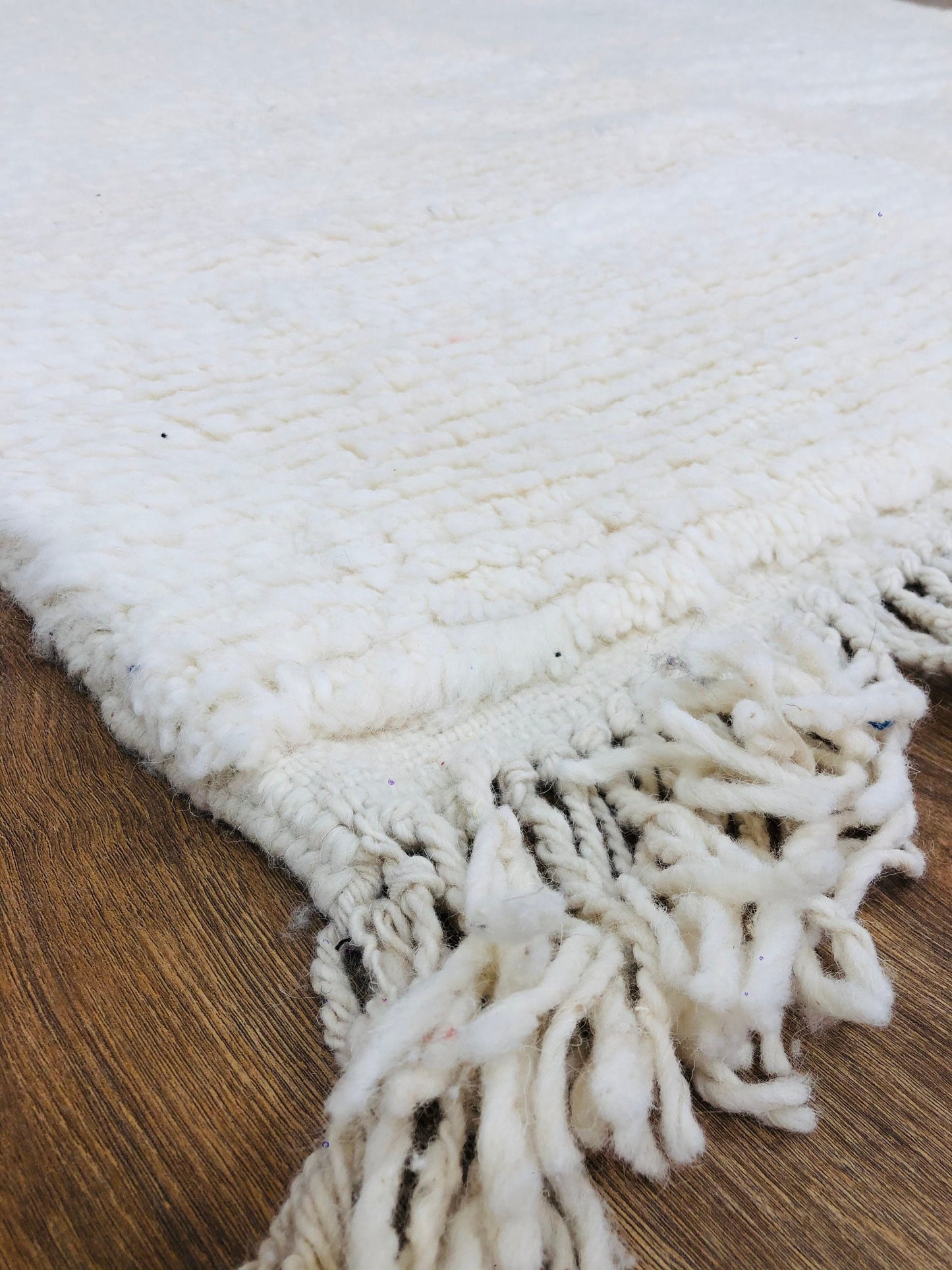 Custom Handmade White Wool Beni Ourain Runner Rug - MarrakeshLoom
