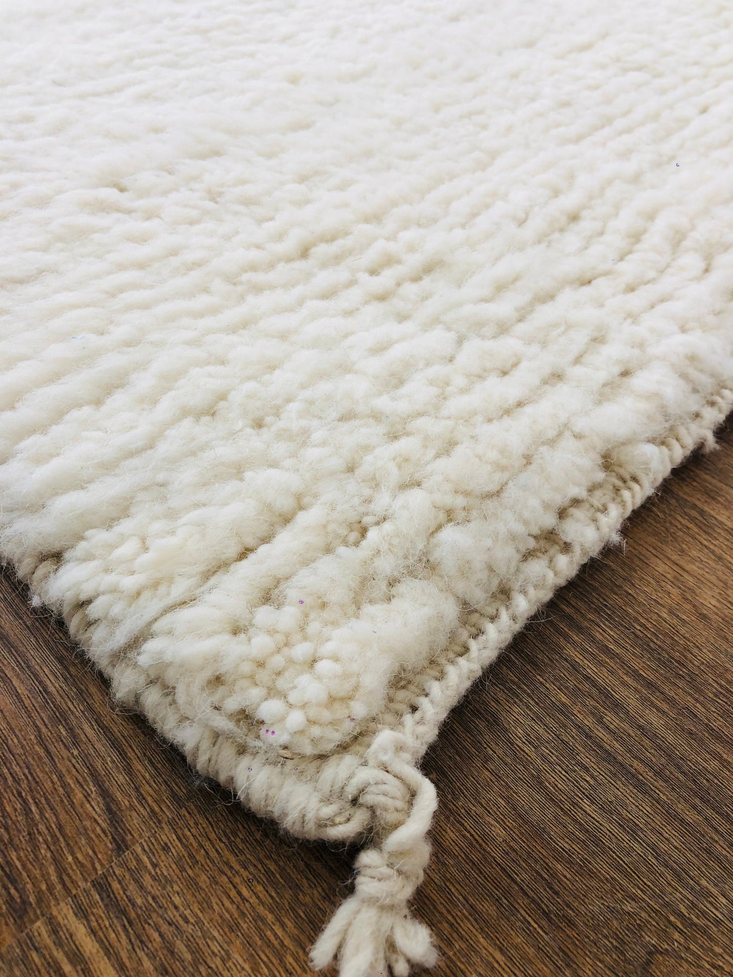 Custom Handmade White Wool Beni Ourain Runner Rug - MarrakeshLoom
