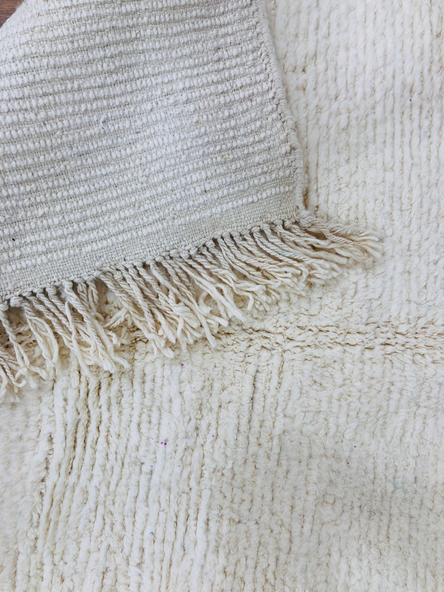Custom Handmade White Wool Beni Ourain Runner Rug - MarrakeshLoom