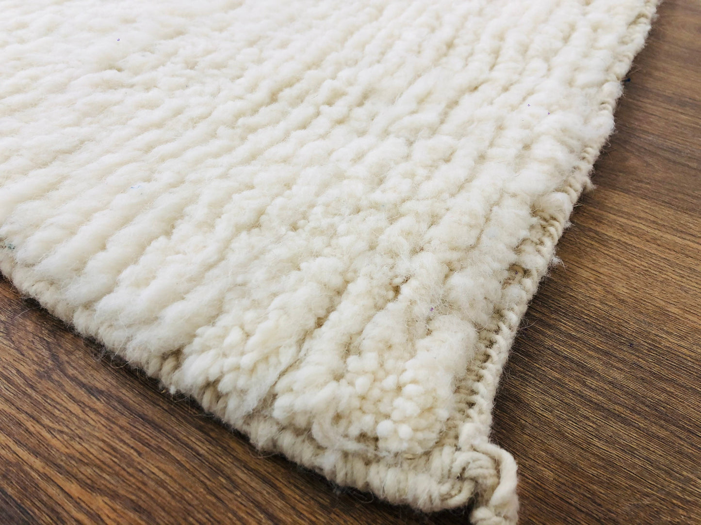 Custom Handmade White Wool Beni Ourain Runner Rug - MarrakeshLoom