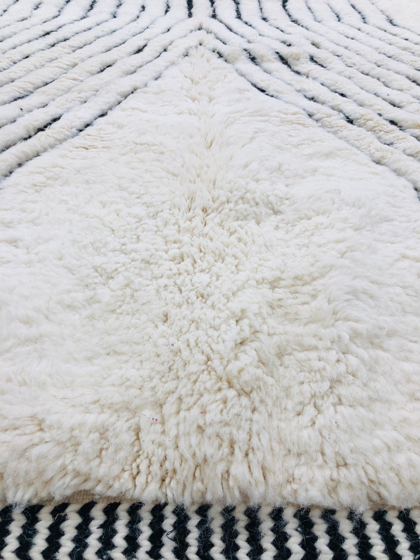 Custom Handmade Moroccan Nordic Scandinavian White & Black Beni Ourain Rug - MarrakeshLoom