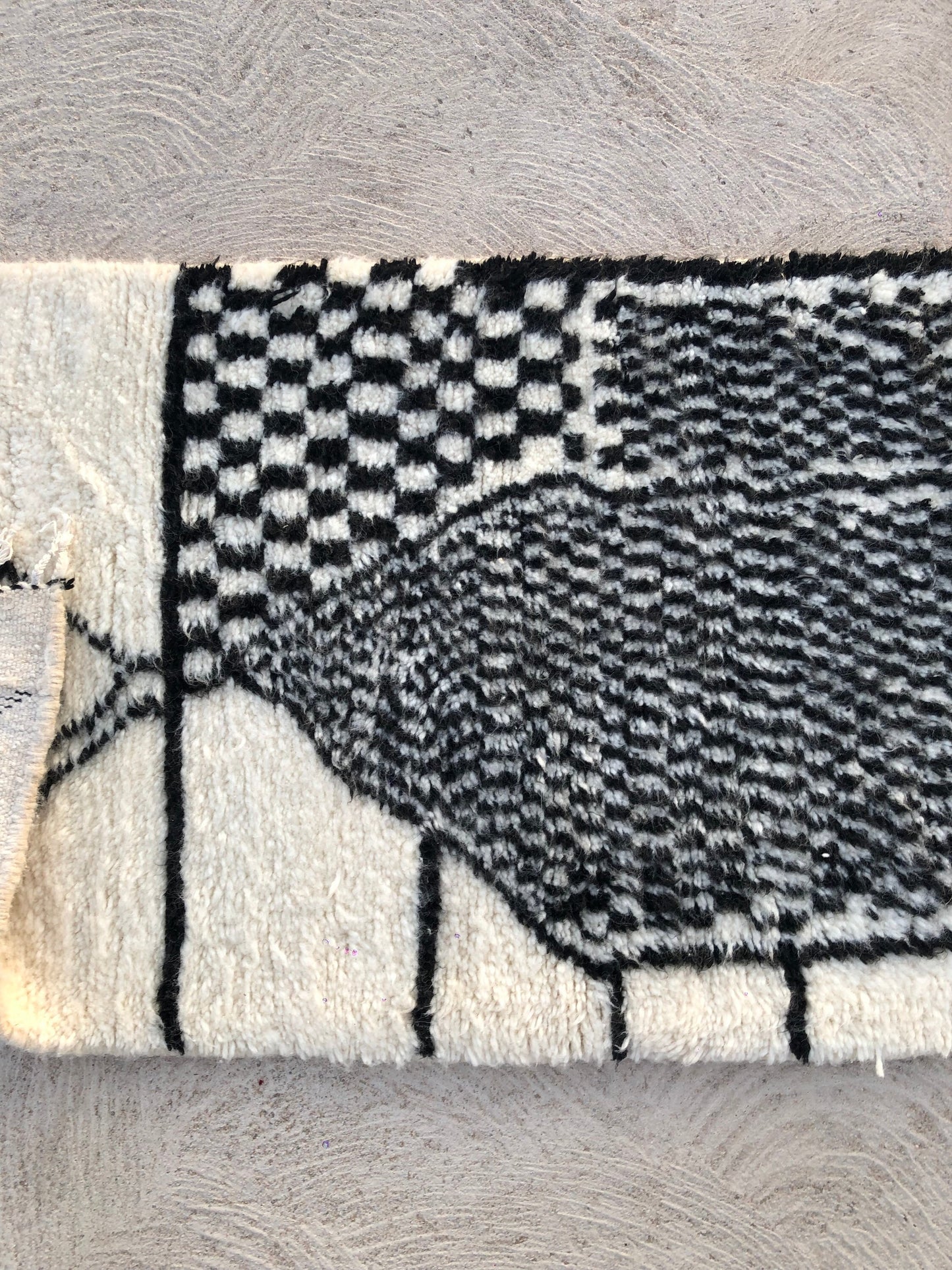 Custom Handmade Moroccan White & Black Wool Runner - MarrakeshLoom