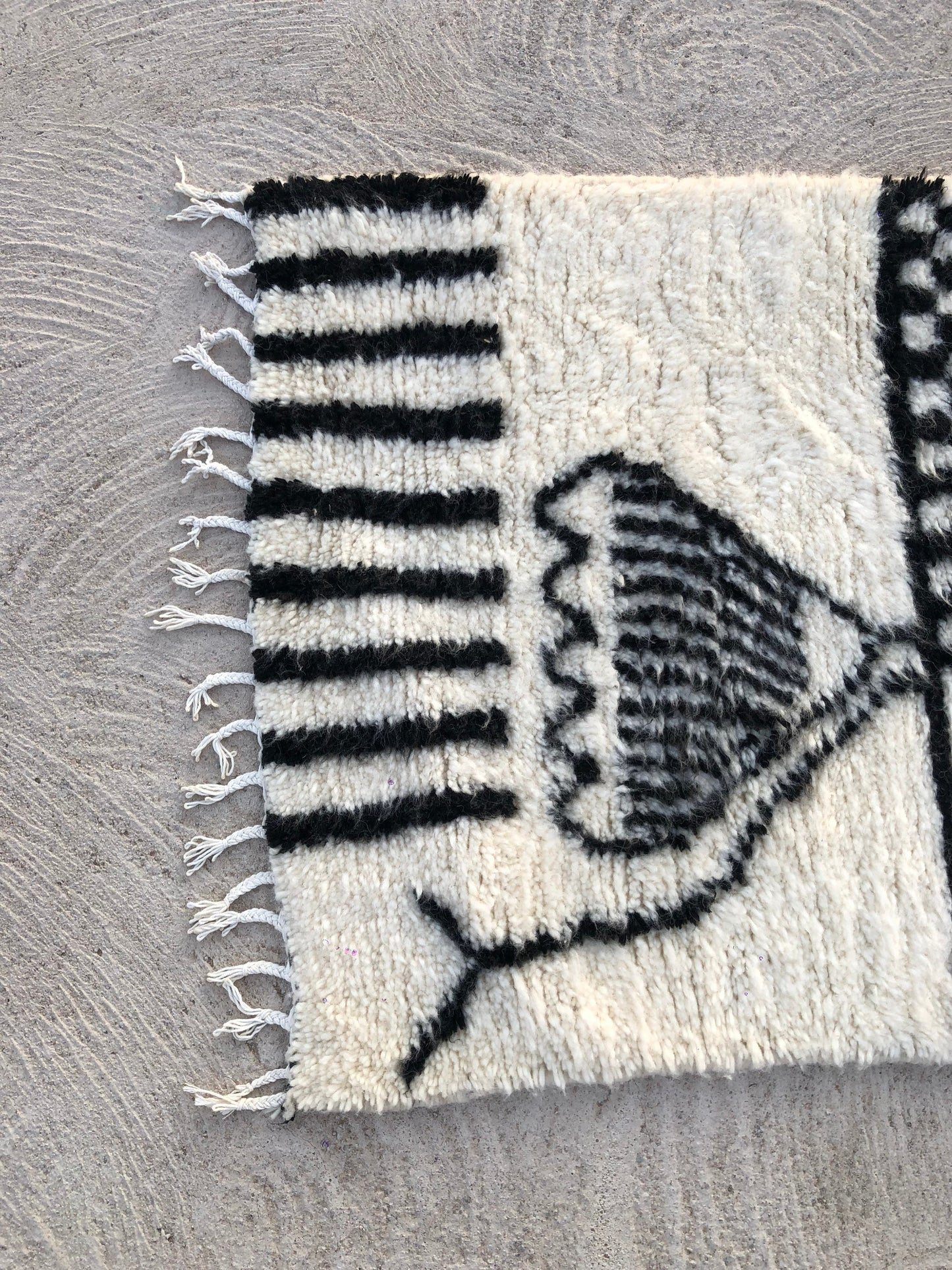 Custom Handmade Moroccan White & Black Wool Runner - MarrakeshLoom