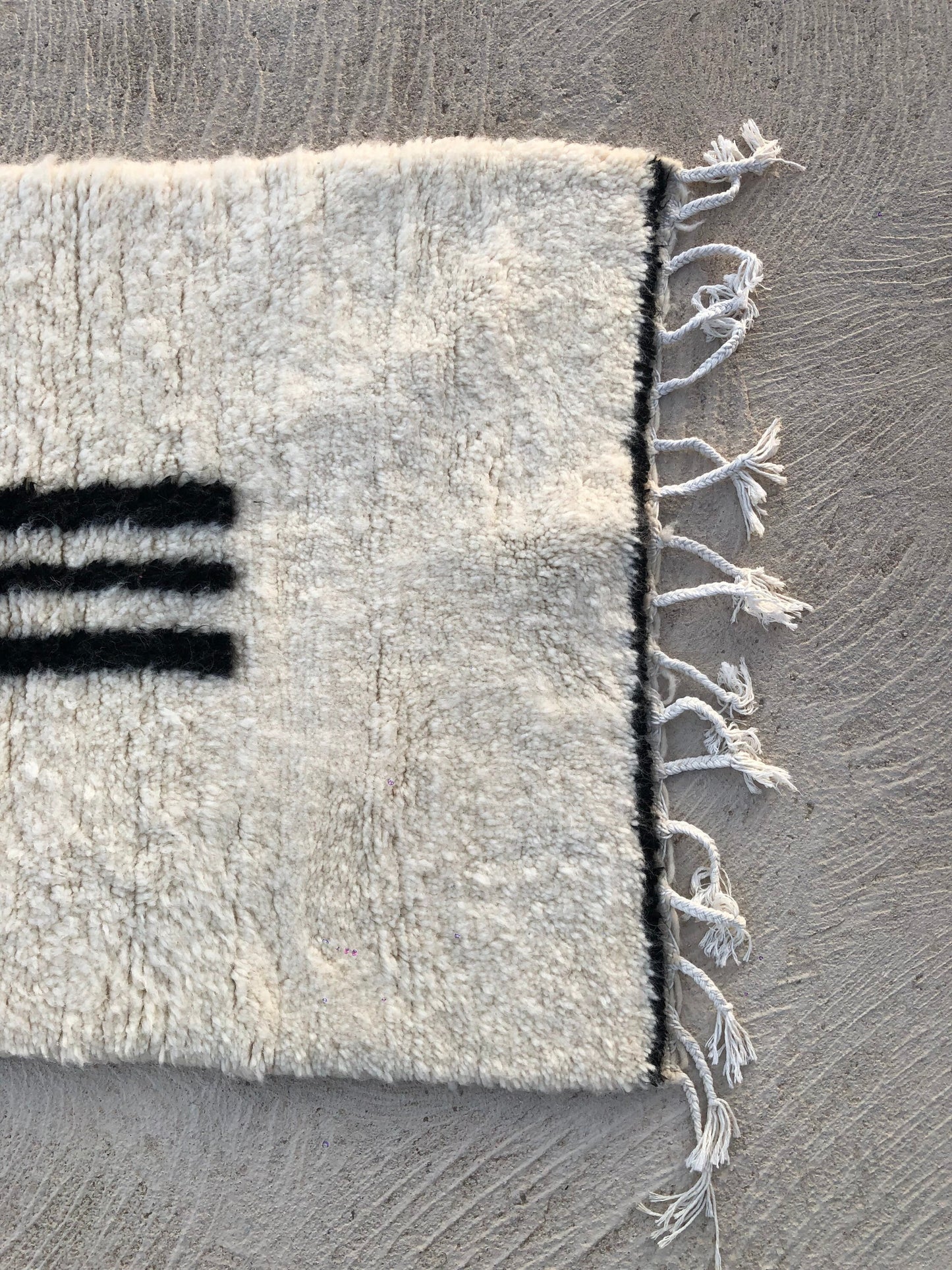 Custom Handmade Moroccan White & Black Wool Runner - MarrakeshLoom