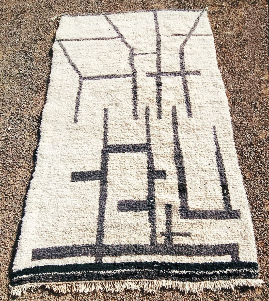 Custom Handmade White Scandinavian Moroccan Beni Ourain Rug - MarrakeshLoom