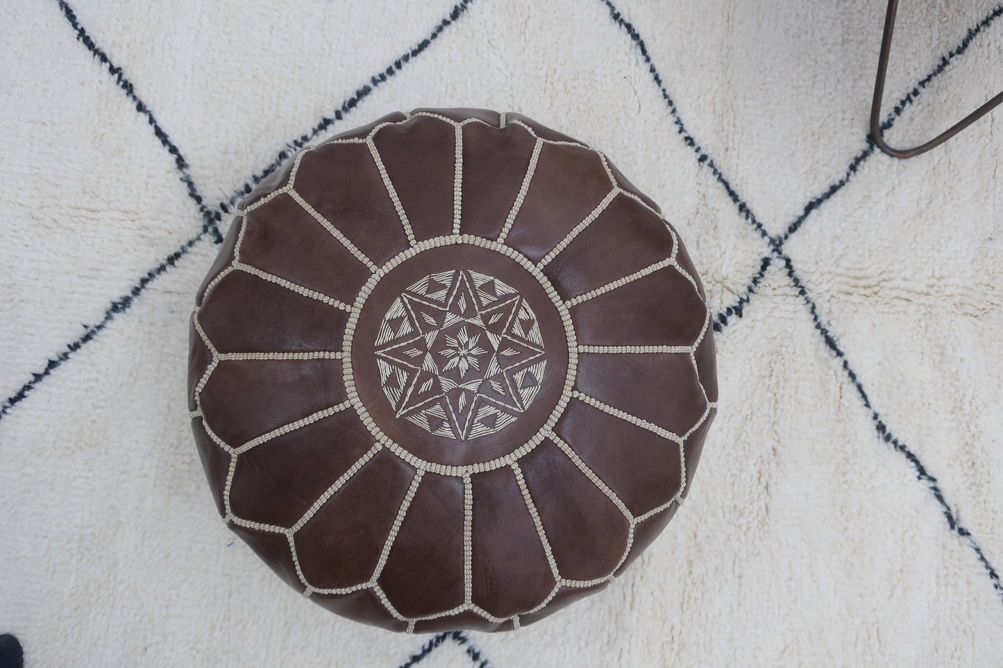 Moroccan Leather Pouf - MarrakeshLoom