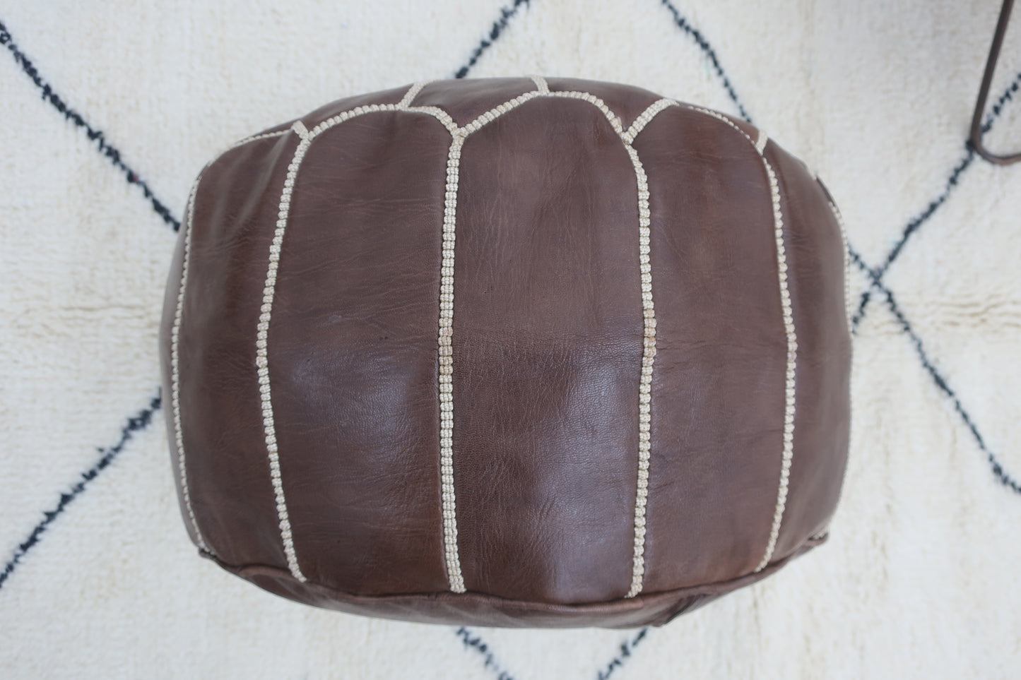 Moroccan Leather Pouf - MarrakeshLoom