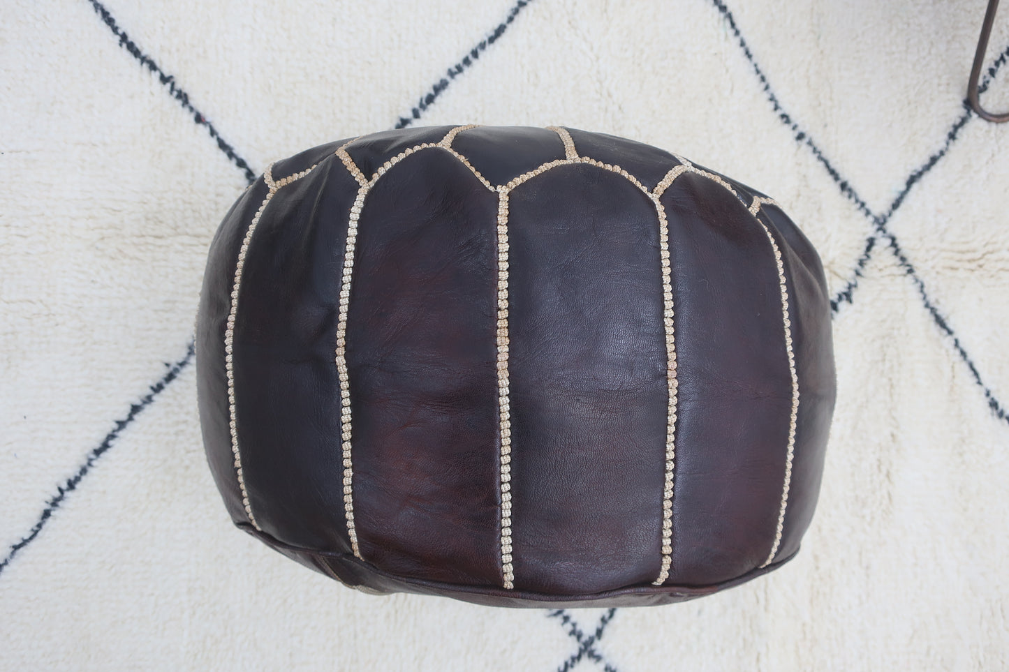 Moroccan Leather Pouf - MarrakeshLoom
