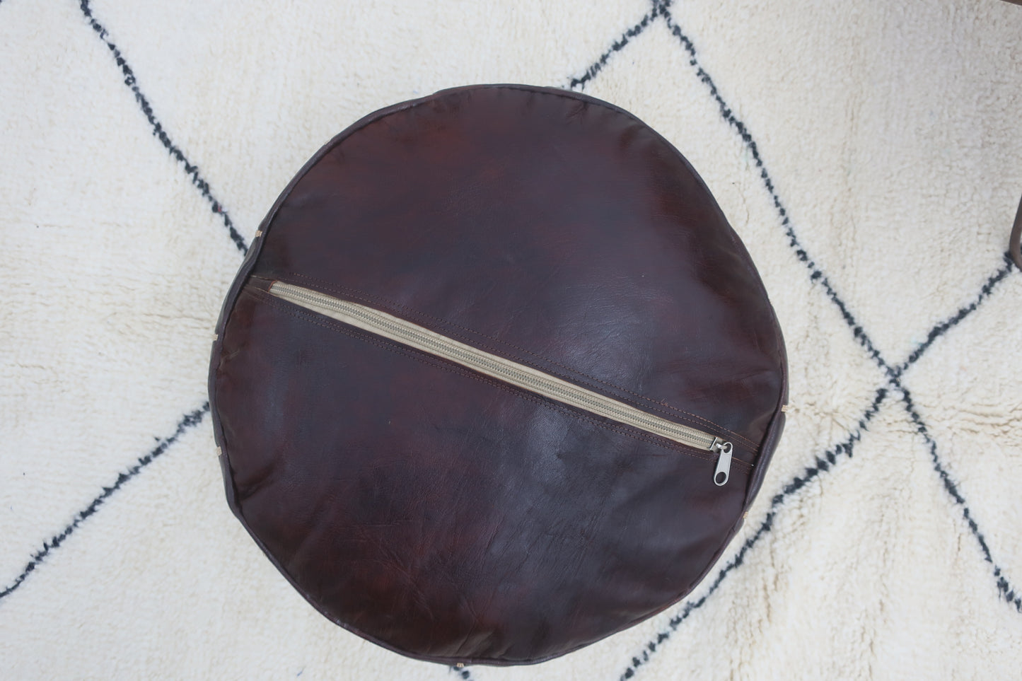 Moroccan Leather Pouf - MarrakeshLoom