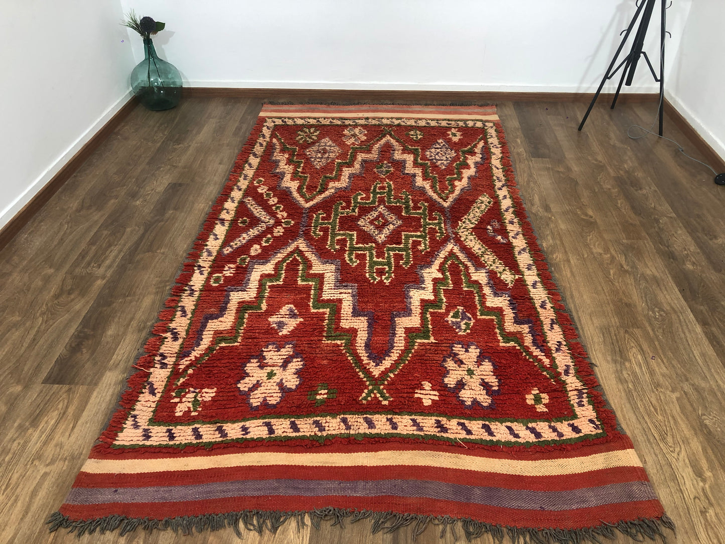 Vintage Handmade Moroccan Berber wool Rug - 9.51 FT× 4.92 FT ( 290 CM ×150 CM ) , Authentic handwoven carpet - MarrakeshLoom