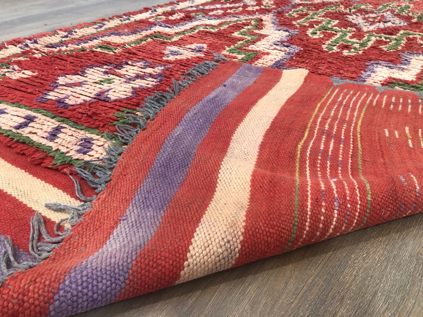 Vintage Handmade Moroccan Berber wool Rug - 9.51 FT× 4.92 FT ( 290 CM ×150 CM ) , Authentic handwoven carpet - MarrakeshLoom