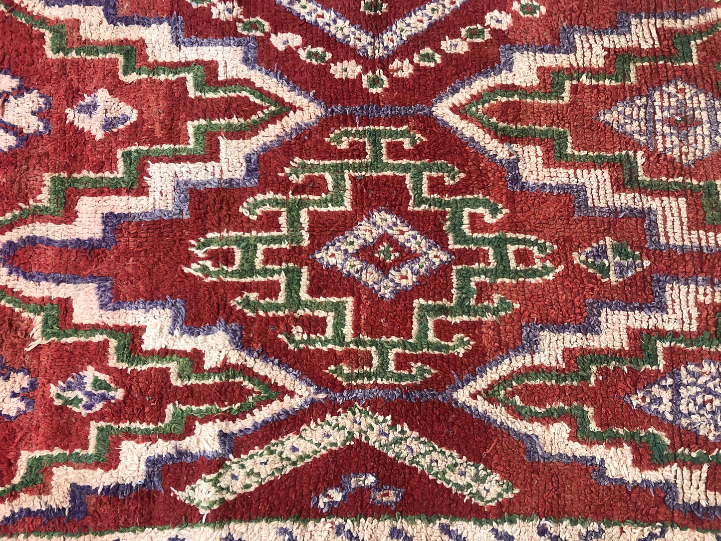 Vintage Handmade Moroccan Berber wool Rug - 9.51 FT× 4.92 FT ( 290 CM ×150 CM ) , Authentic handwoven carpet - MarrakeshLoom