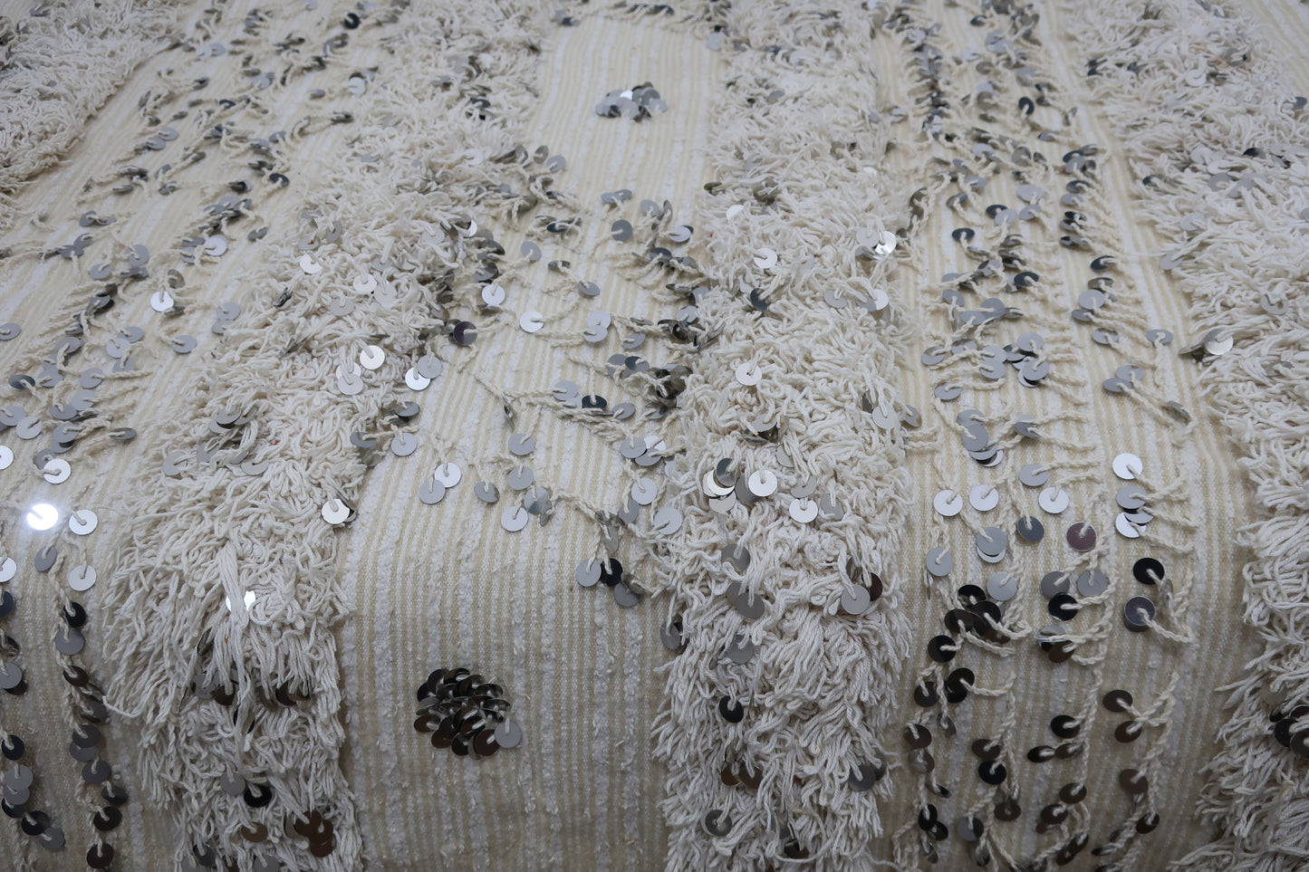 Vintage Handmade Moroccan Wedding Blanket Handira - "Hayda" - 6.89 F × 2.95 F - MarrakeshLoom