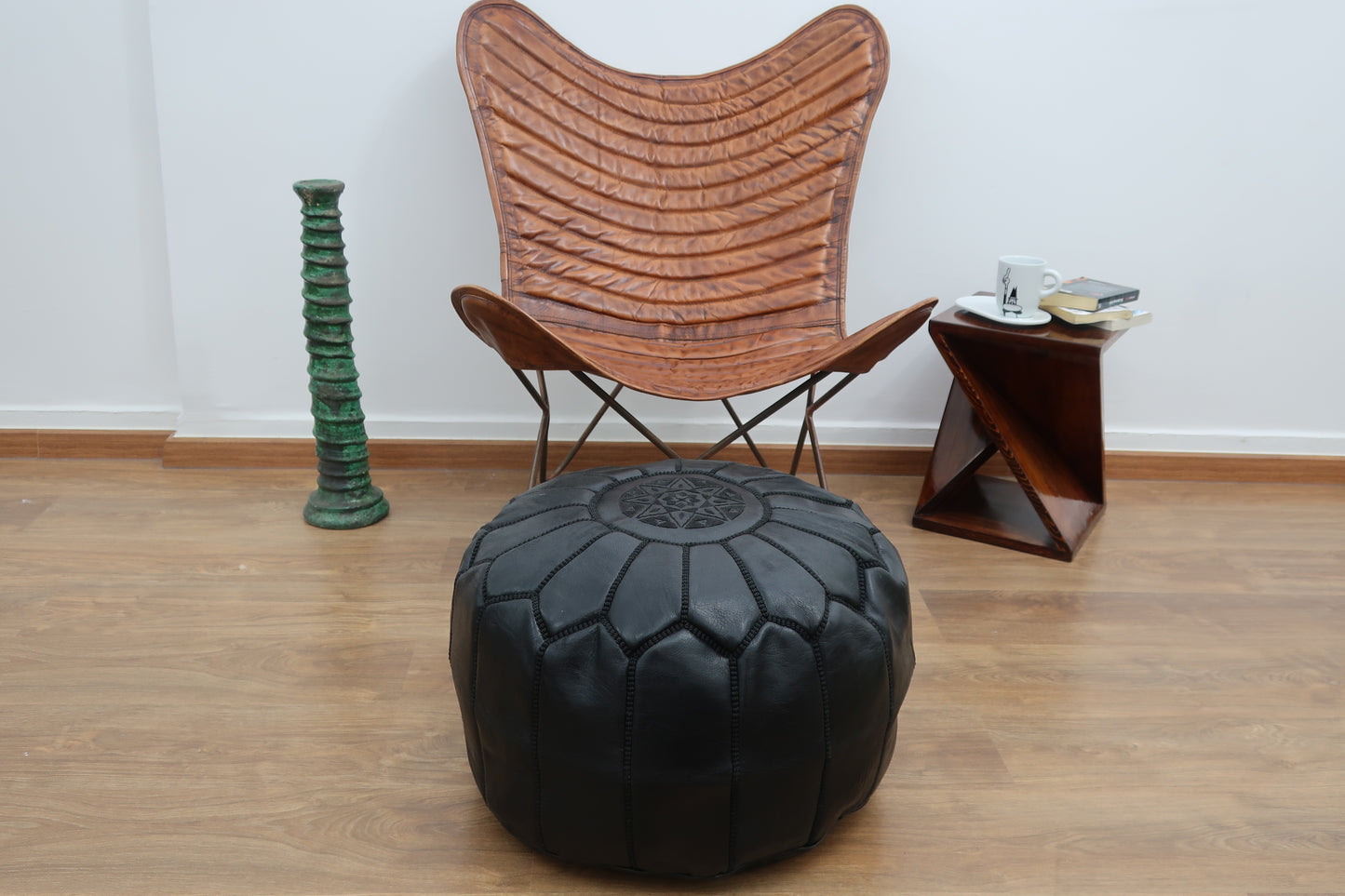 Moroccan Leather Pouf - MarrakeshLoom