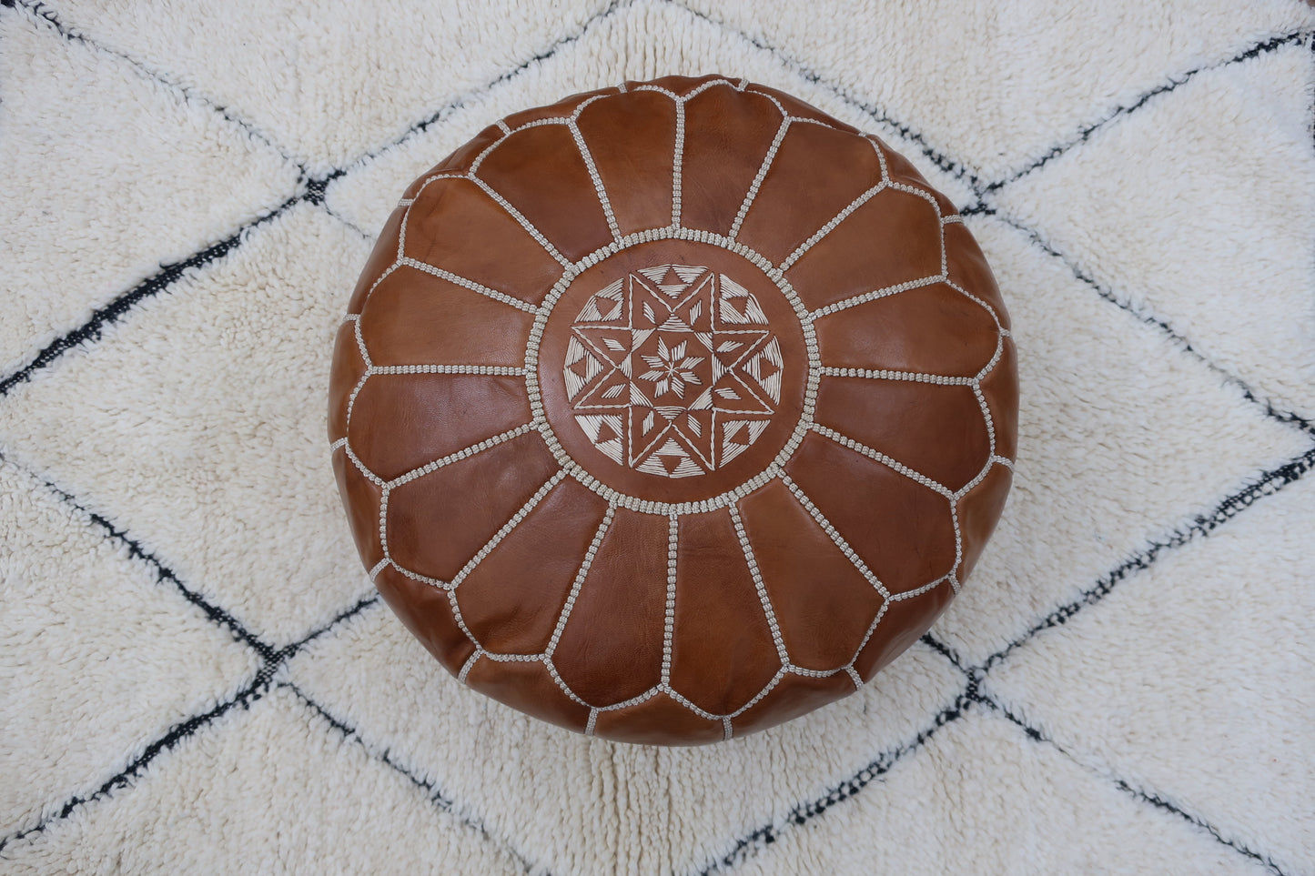 Moroccan Leather Pouf - MarrakeshLoom