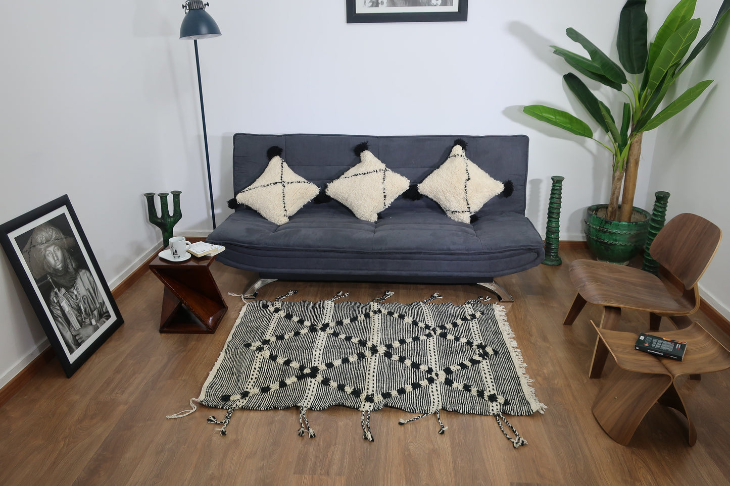 Moroccan Zanafi Kilim Rug "Zelda", 4.79 x 3.31 FT ( 146 x 101 CM) - MarrakeshLoom