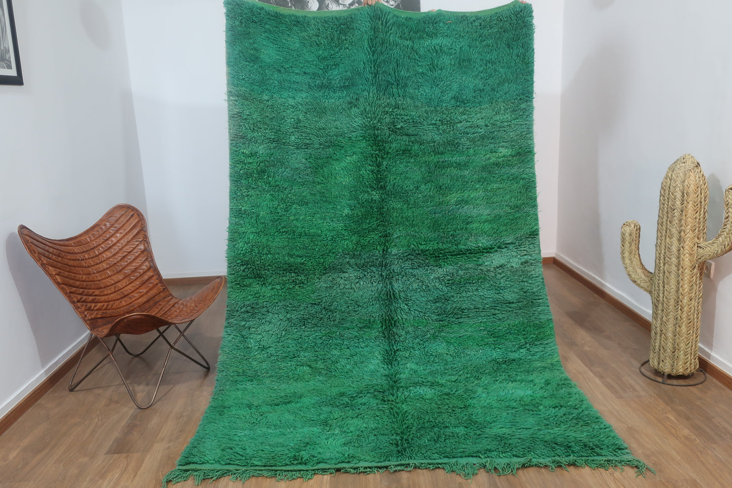 Vintage Moroccan Berber shaggy wool Rug - 9.38 FT X 5.90 FT ( 286 Cm X 180 Cm ) Authentic handwoven carpet - MarrakeshLoom