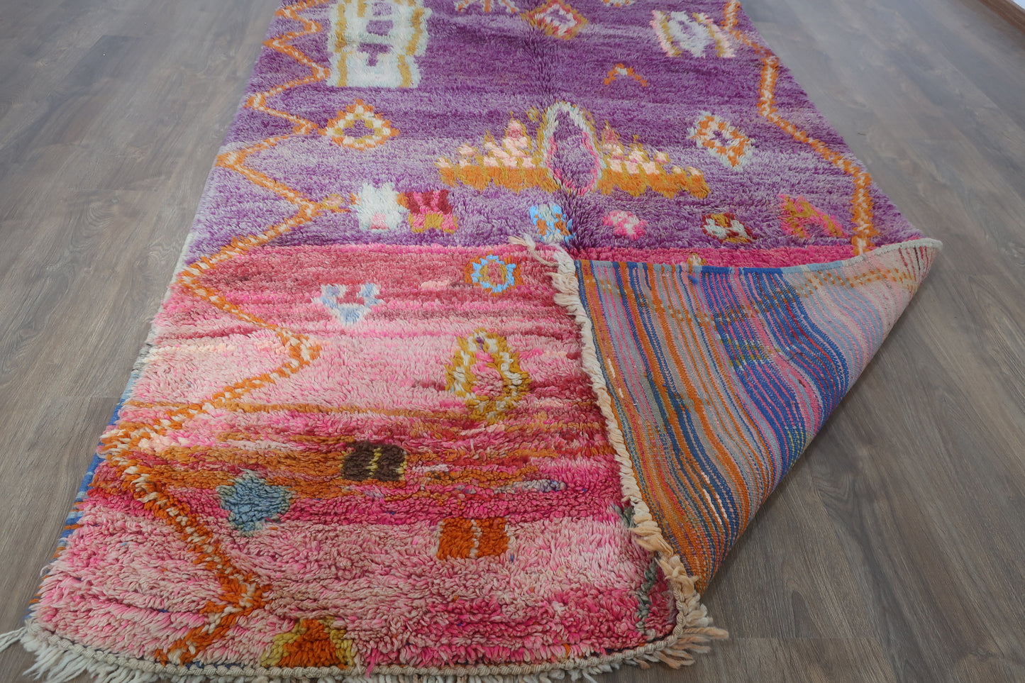 Vintage Handmade Moroccan Berber wool Rug - 8.59 FT× 4.92 FT ( 262 CM ×150 CM ) , Authentic handwoven carpet - MarrakeshLoom