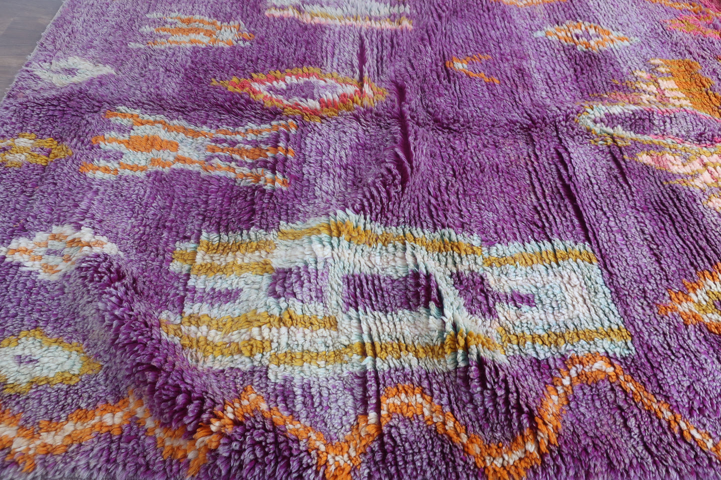 Vintage Handmade Moroccan Berber wool Rug - 8.59 FT× 4.92 FT ( 262 CM ×150 CM ) , Authentic handwoven carpet - MarrakeshLoom