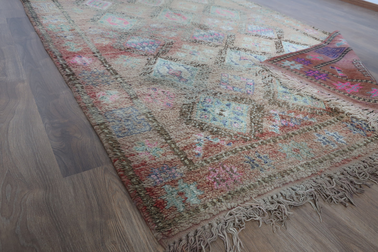 Vintage Moroccan Berber wool Rug - 9.08 FT × 5.44 FT ( 277 CM × 166 CM ) , Authentic handwoven carpet - MarrakeshLoom