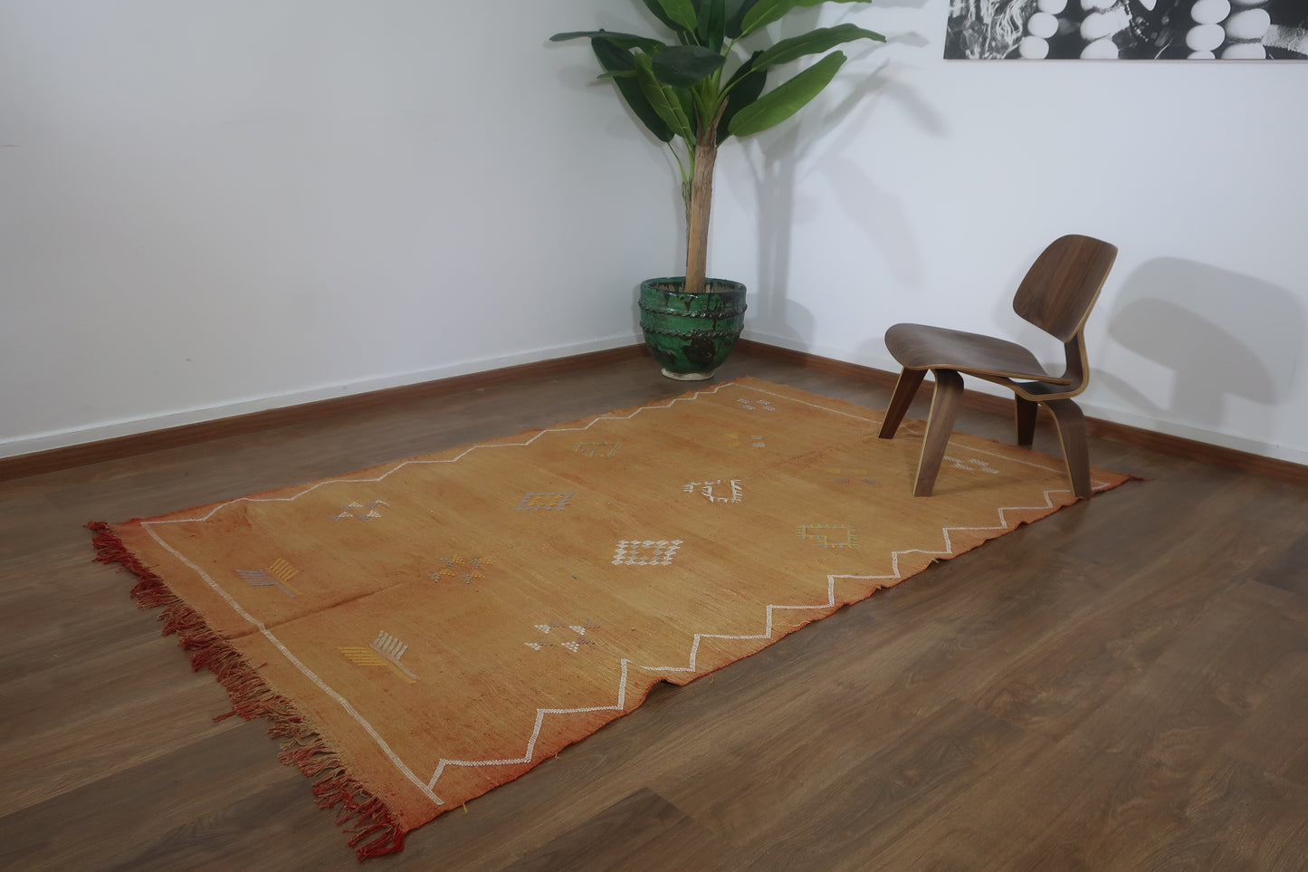 Handmade Moroccan Cactus silk Sabra area rug , 7.77 FT × 4.75 FT ( 237 CM × 145 CM ), Authentic handwoven carpet - MarrakeshLoom