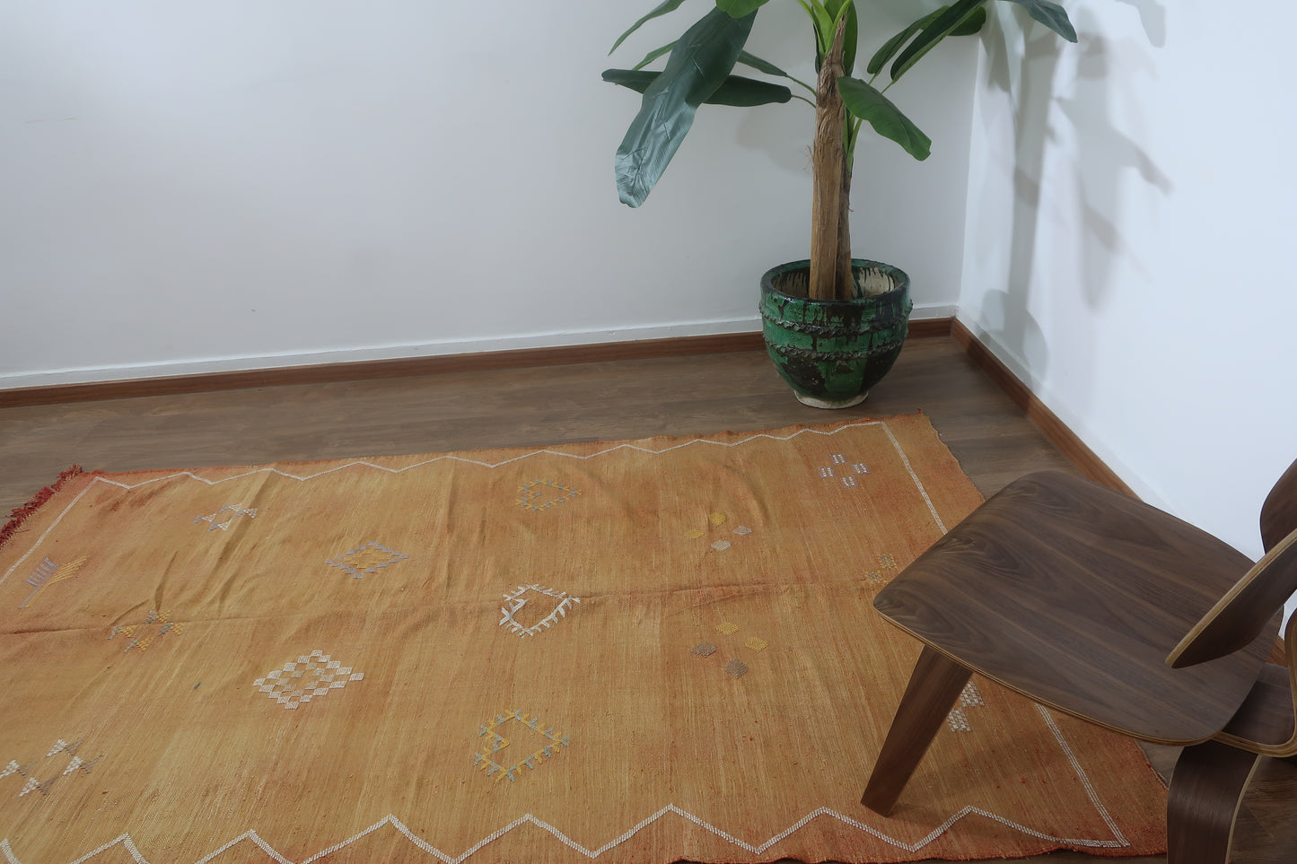 Handmade Moroccan Cactus silk Sabra area rug , 7.77 FT × 4.75 FT ( 237 CM × 145 CM ), Authentic handwoven carpet - MarrakeshLoom