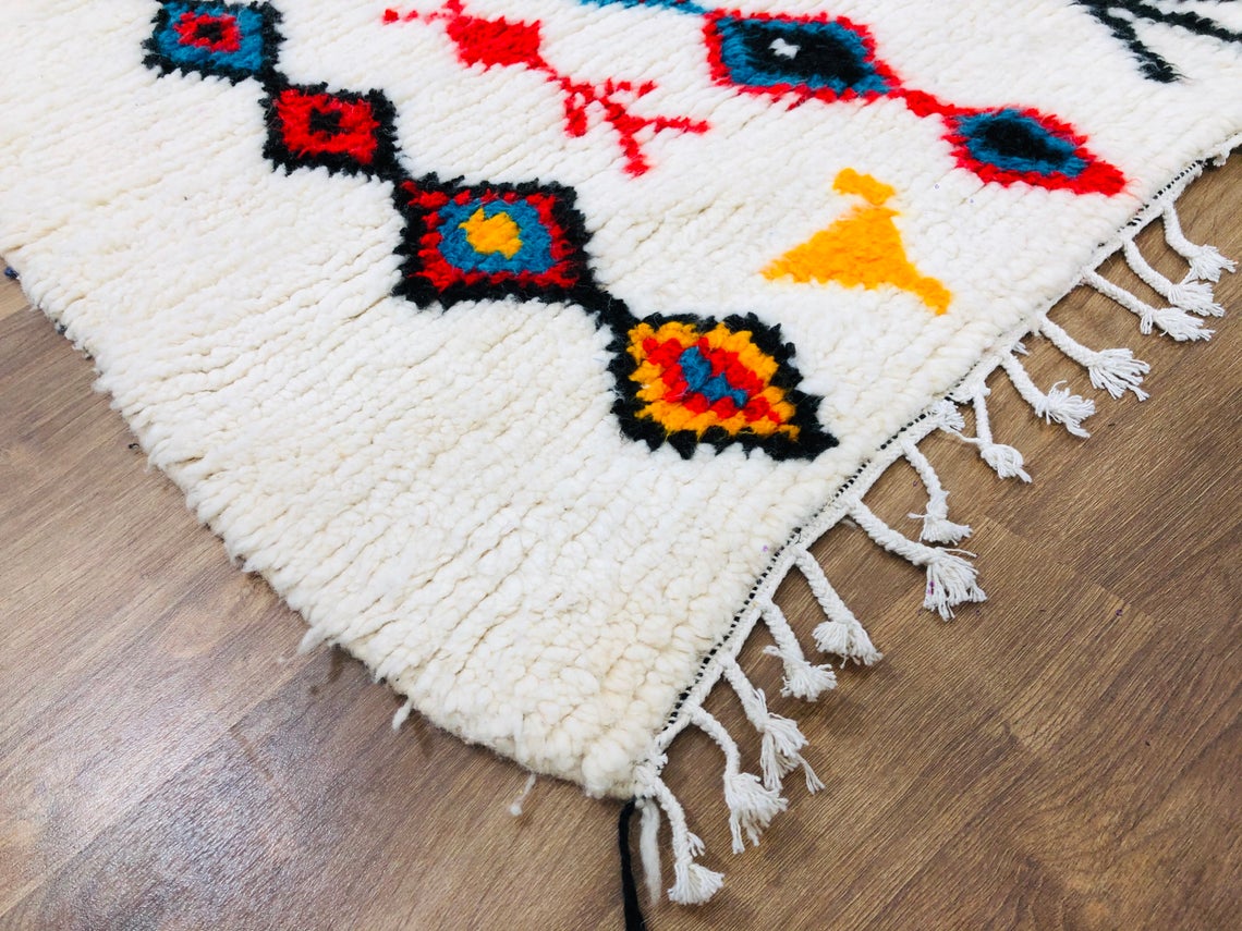 Moroccan Rug, Berber Rug, Azilal Rug, 6.46 x 4.98 FT ( 197 x 152 Cm ), Authentic handwoven Moroccan carpet - MarrakeshLoom