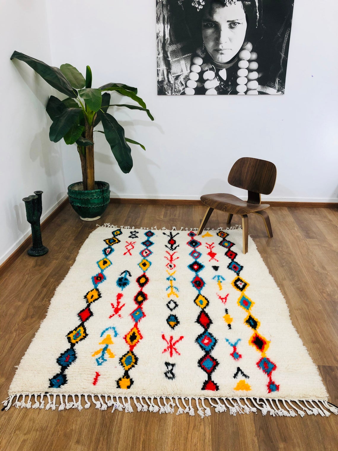 Moroccan Rug, Berber Rug, Azilal Rug, 6.46 x 4.98 FT ( 197 x 152 Cm ), Authentic handwoven Moroccan carpet - MarrakeshLoom