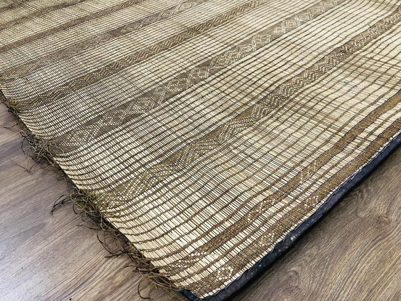 Tuareg Mat Rug 9.28×6.03 FT ( 283 × 184 Cm ), Vintage handmade Reed Carpet, Authentic Ethnic Tribal Nomadic Sahara Desert Rug - MarrakeshLoom