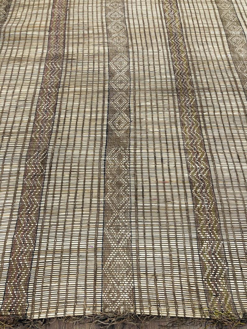Tuareg Mat Rug 9.28×6.03 FT ( 283 × 184 Cm ), Vintage handmade Reed Carpet, Authentic Ethnic Tribal Nomadic Sahara Desert Rug - MarrakeshLoom
